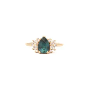 1.32 ct Teal Pear Sapphire Kori Ring