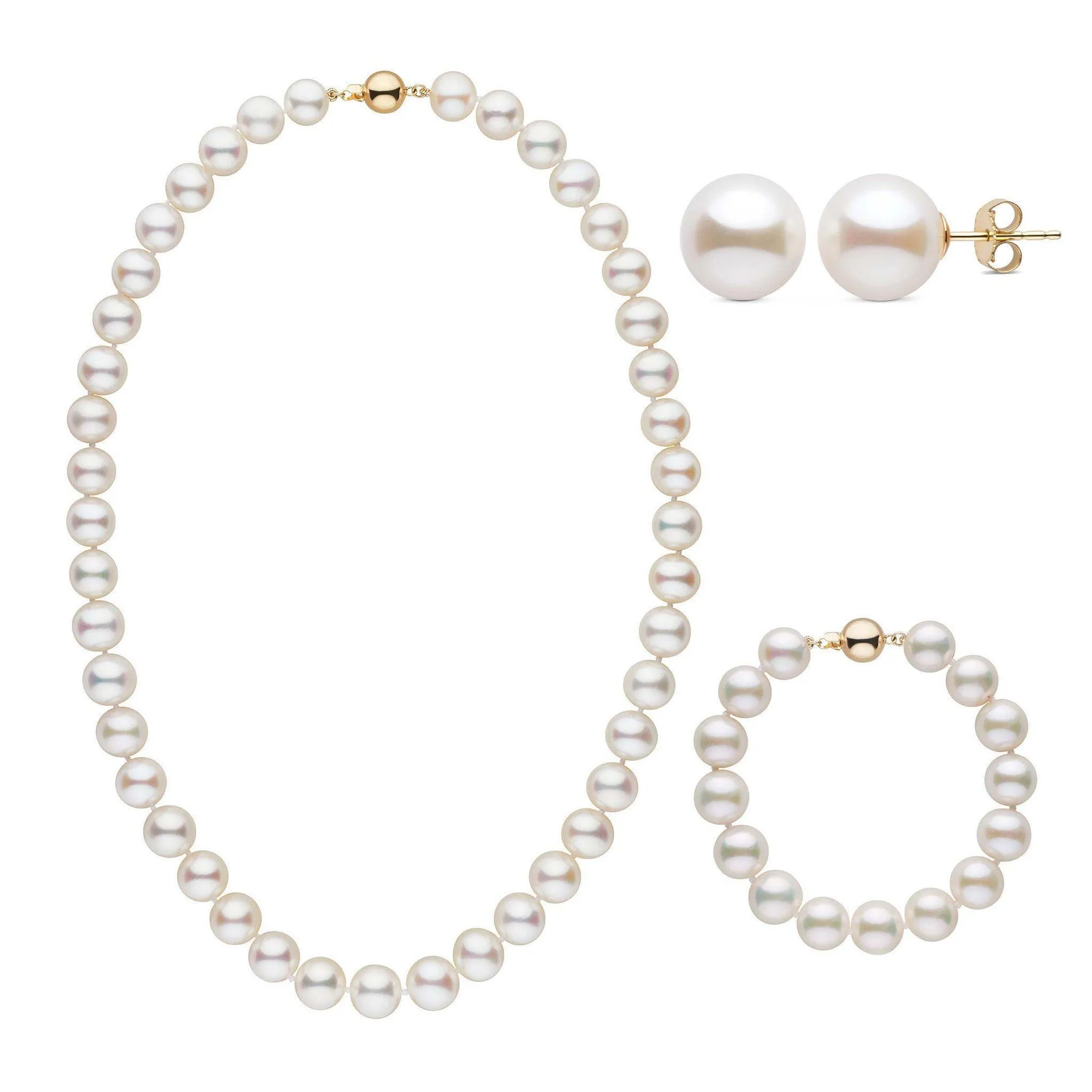 18 Inch 3 Piece 9.5-10.5 mm AAA White Freshwater Pearl Set