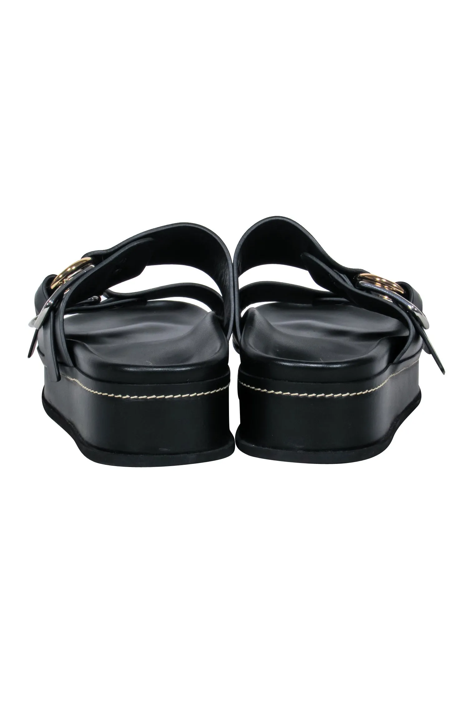 3.1 Phillip Lim - Black Leather Buckle Detail Slide Sandals Sz 11