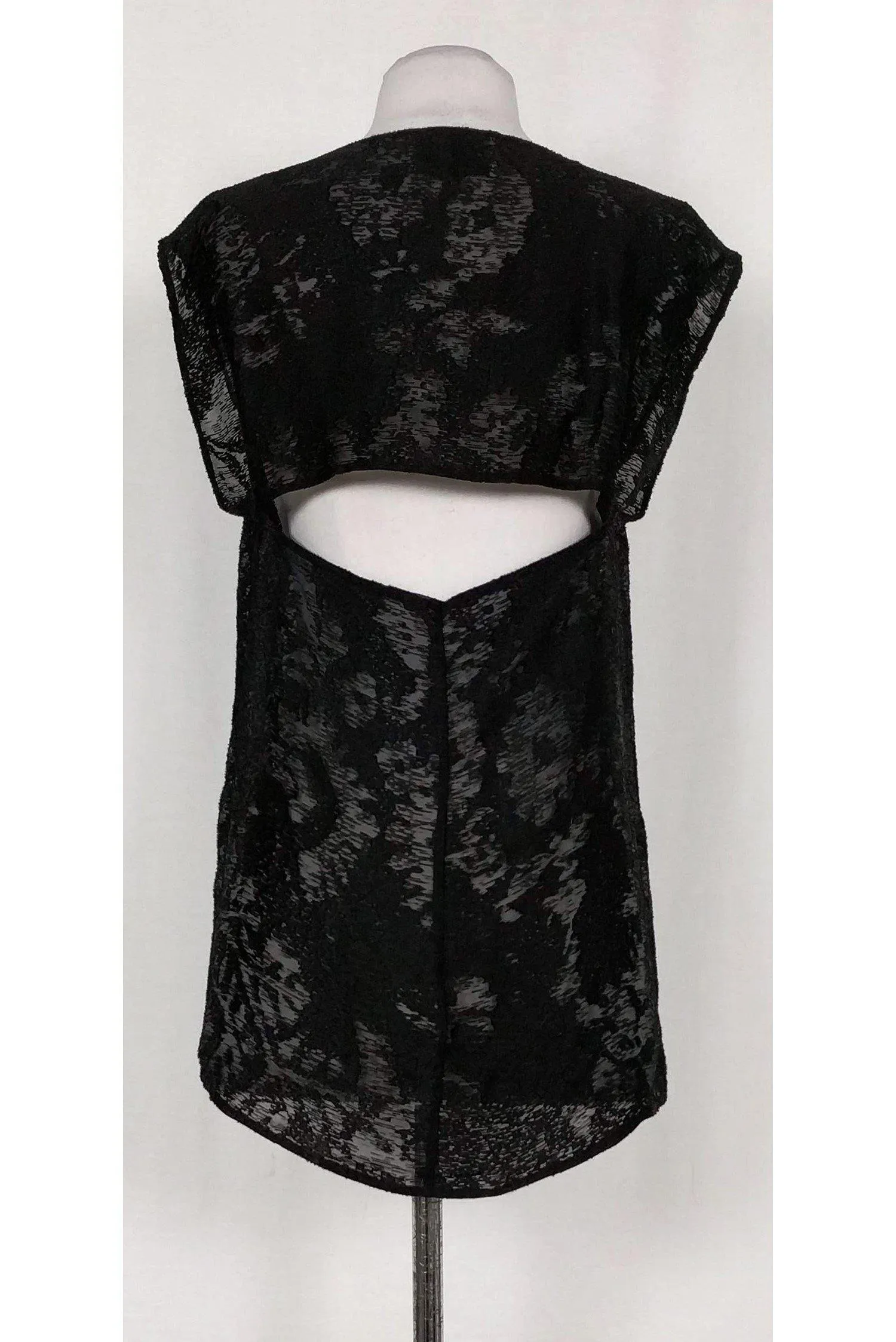 3.1 Phillip Lim - Black Semi-Sheer Open Back Top Sz 2