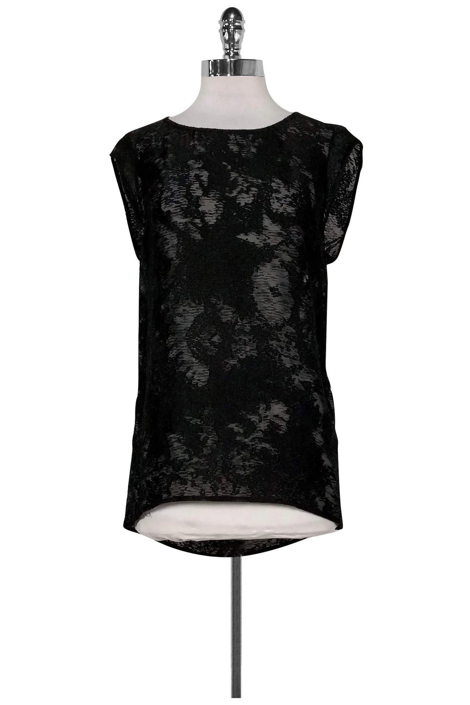 3.1 Phillip Lim - Black Semi-Sheer Open Back Top Sz 2