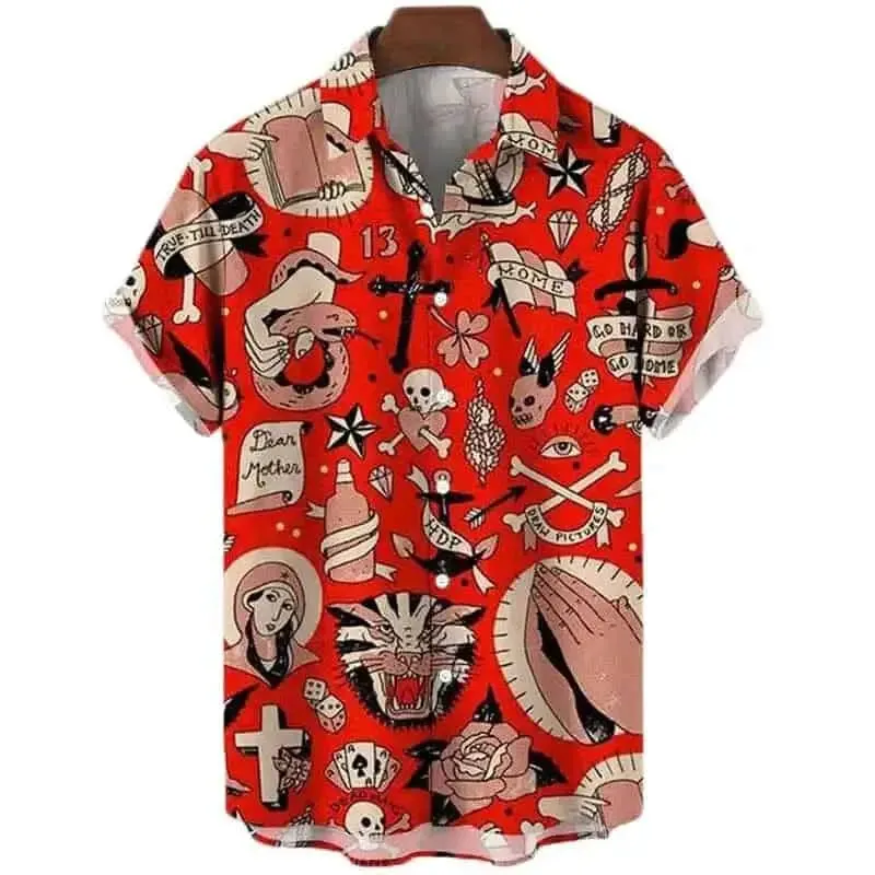 3D Tiger Graphic Animal Elements Print Shirts Short Sleeve