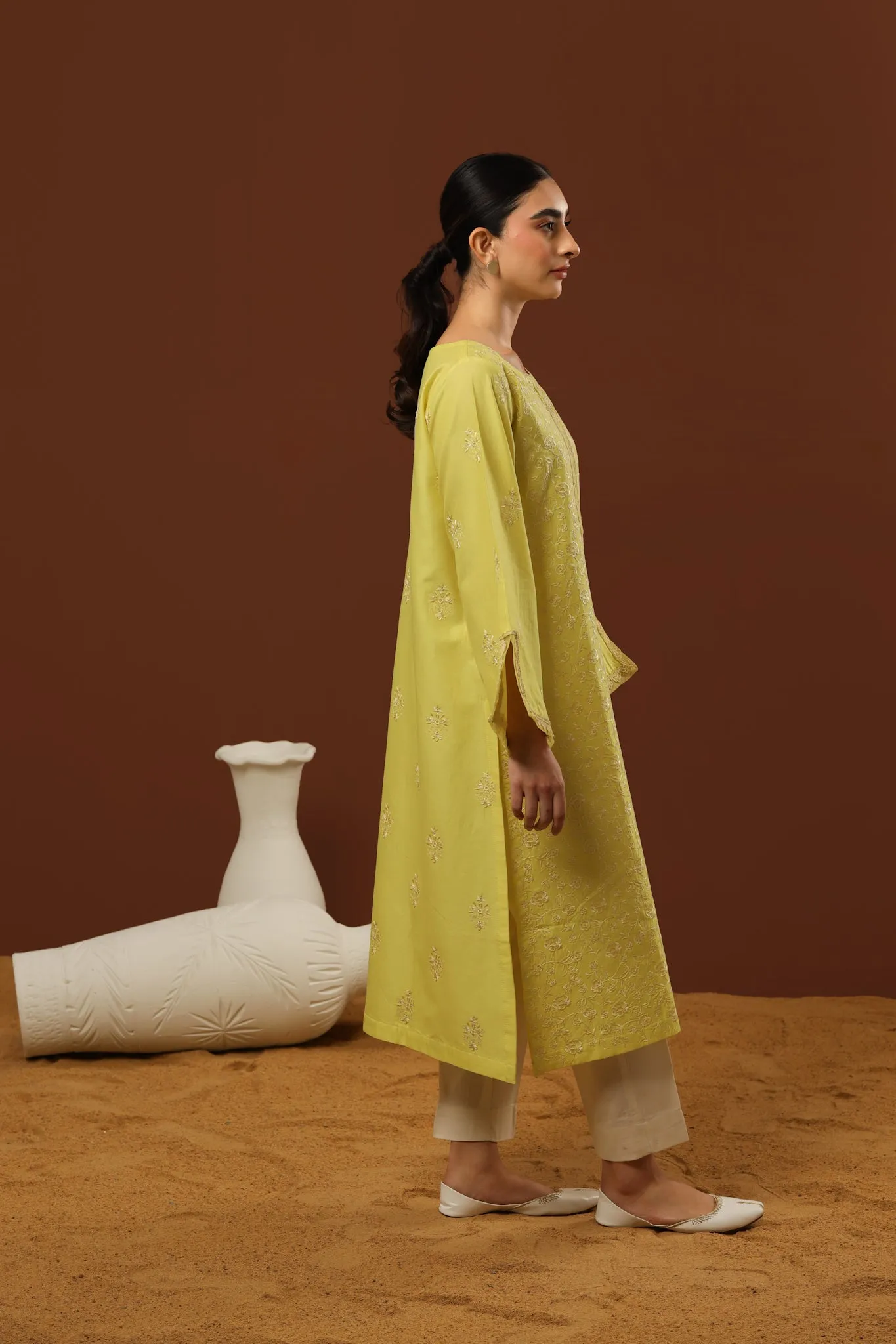 55% OFF LIME LAWN EMBROIDERED SET (KURTA & TROUSER) NPA2-23311