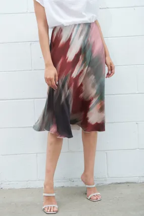 Abstract print A-line midi skirt wholesale