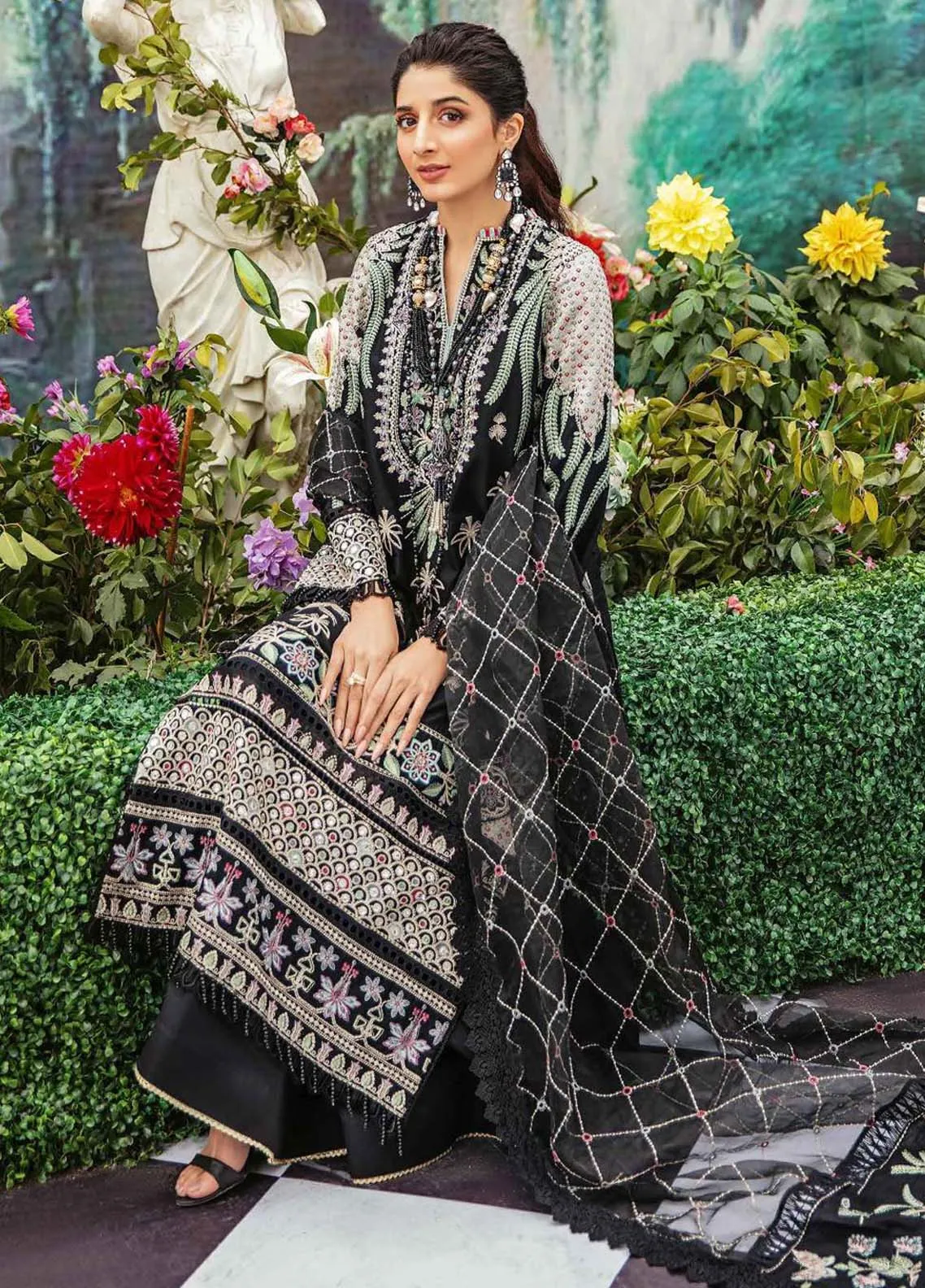 Afrozeh Embroidered Lawn Unstitched 3 Piece Suit - 11