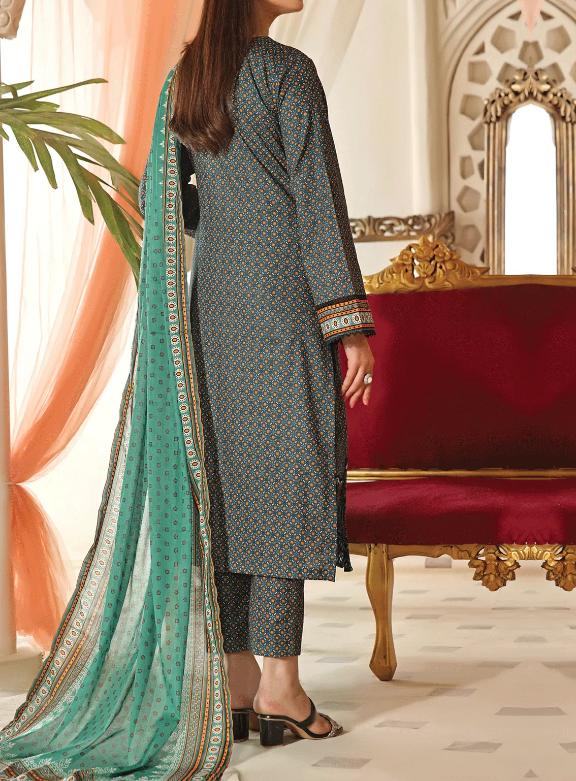 Aiza & Momina By VS Textile Embroidered Cotton Unstitched 3 Piece Suit - VS23AMM 06