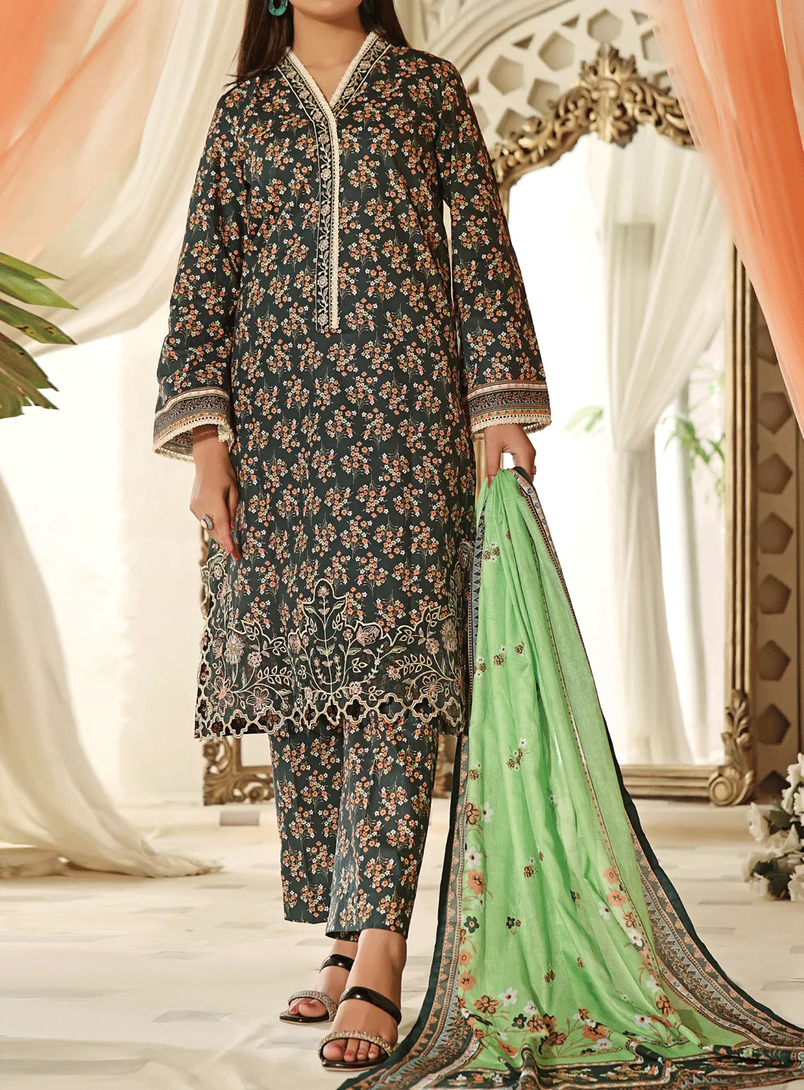 Aiza & Momina By VS Textile Embroidered Cotton Unstitched 3 Piece Suit - VS23AMM 24