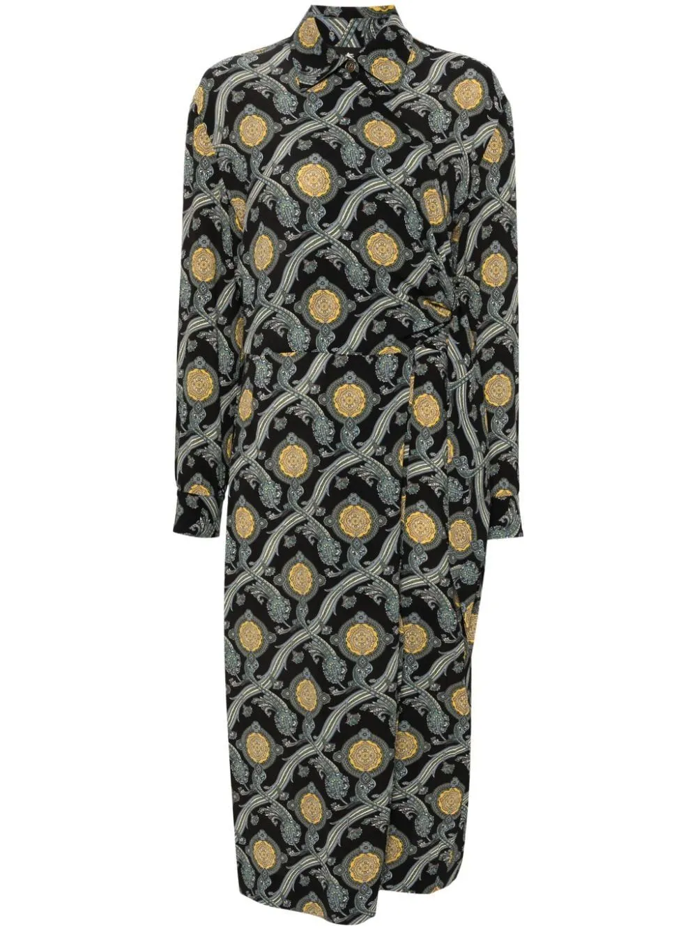 AMEBAS PRINTED BLACK MIDI DRESS