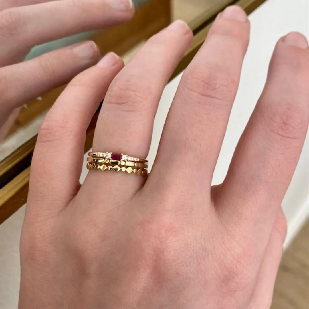 Baguette Ruby Petite Equilibrium Ring