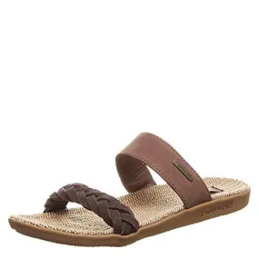 Bearpaw Ash Chocolate/Dark Brown Open Toe Casual Womens Slip On Flat Sandals