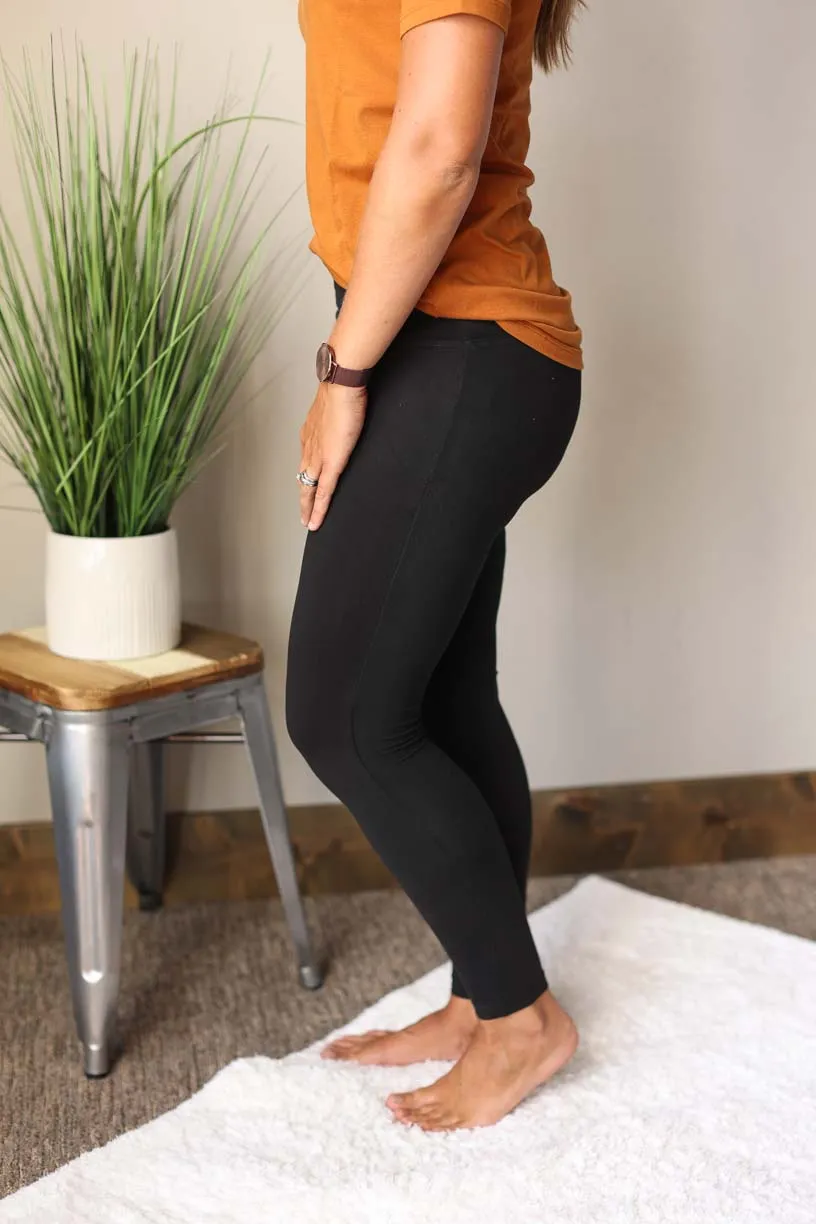 Black Microfiber Wide Waistband Leggings