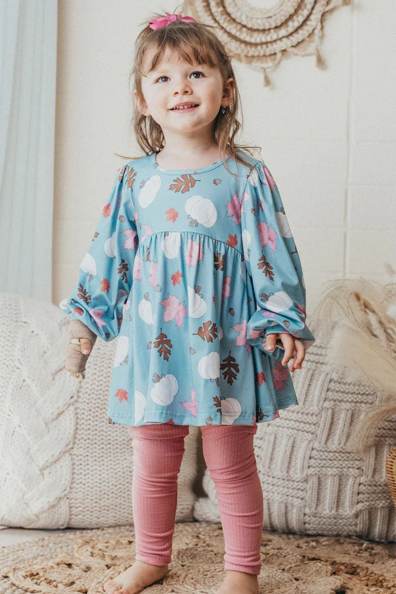 Blue pumpkin print girl set