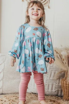 Blue pumpkin print girl set