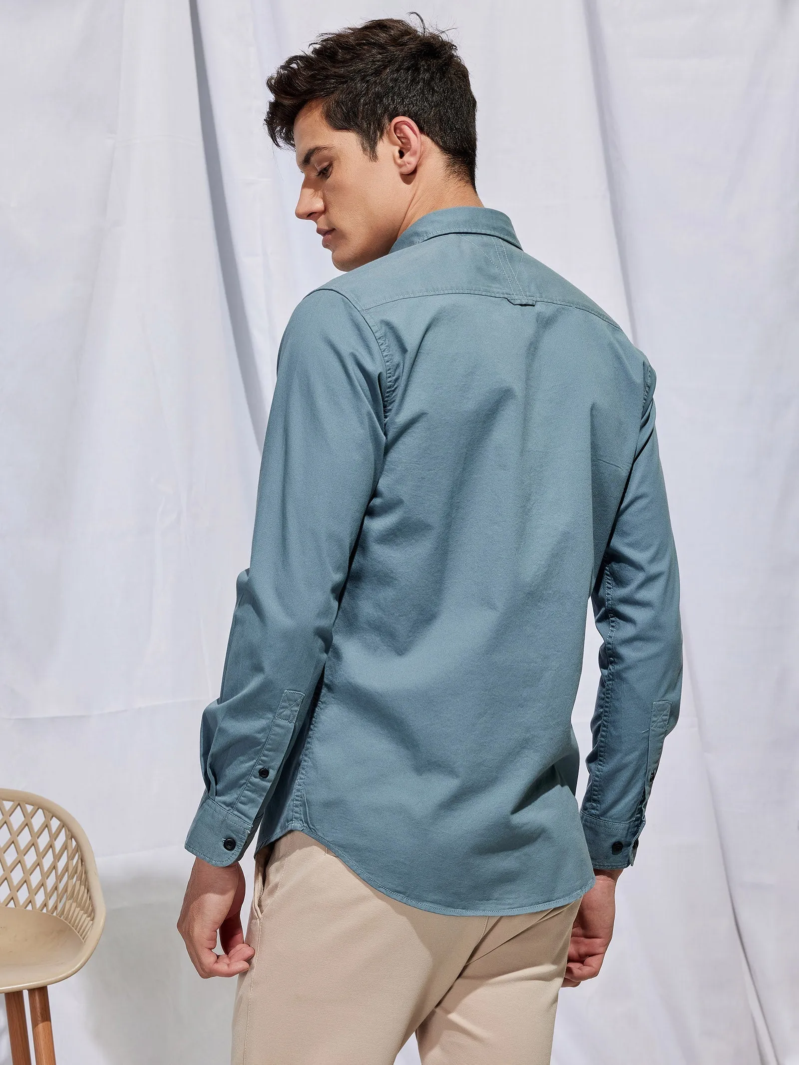 Blue Stretch Cargo Shirt