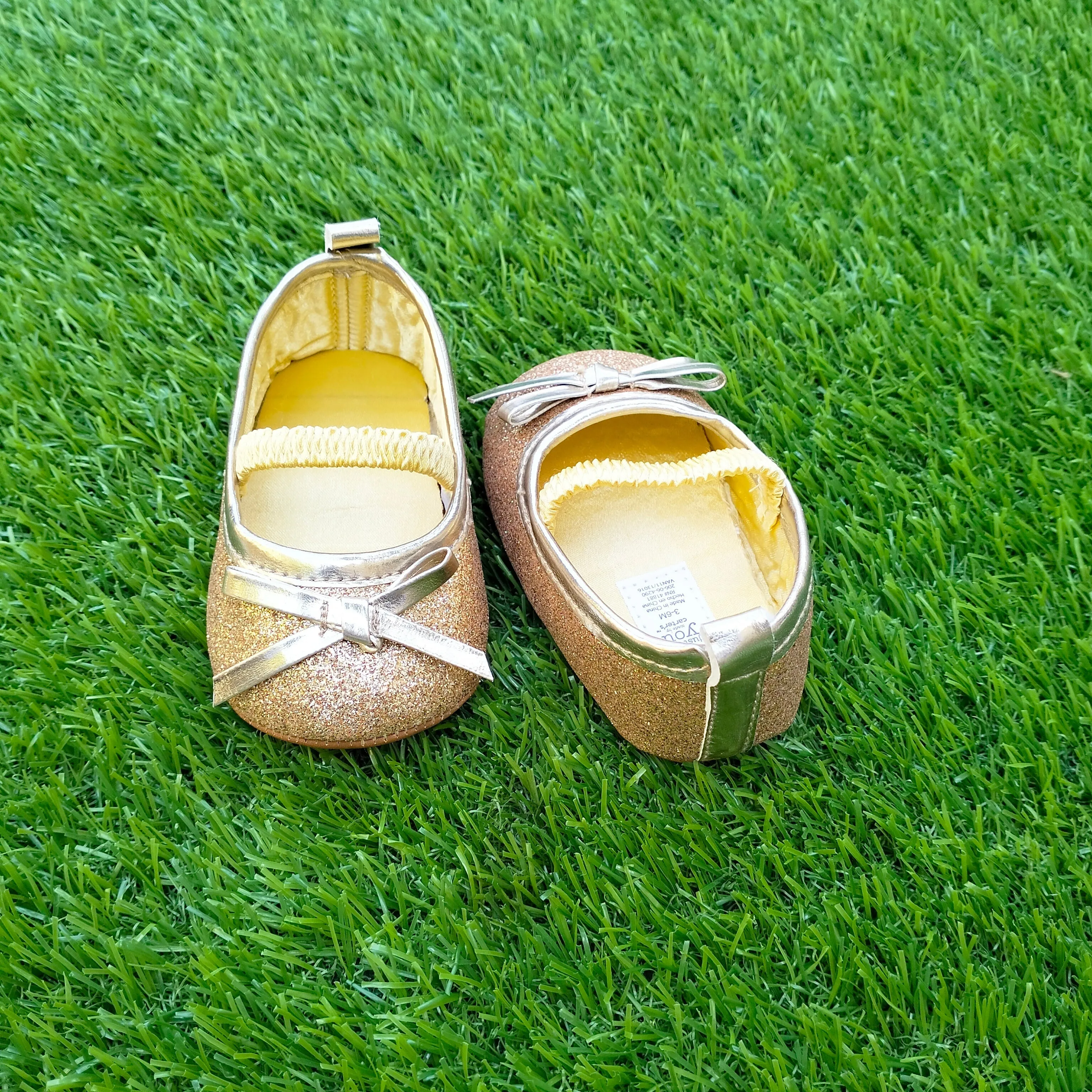 Bow Golden Glitter Prewalking Pumps 2673 A