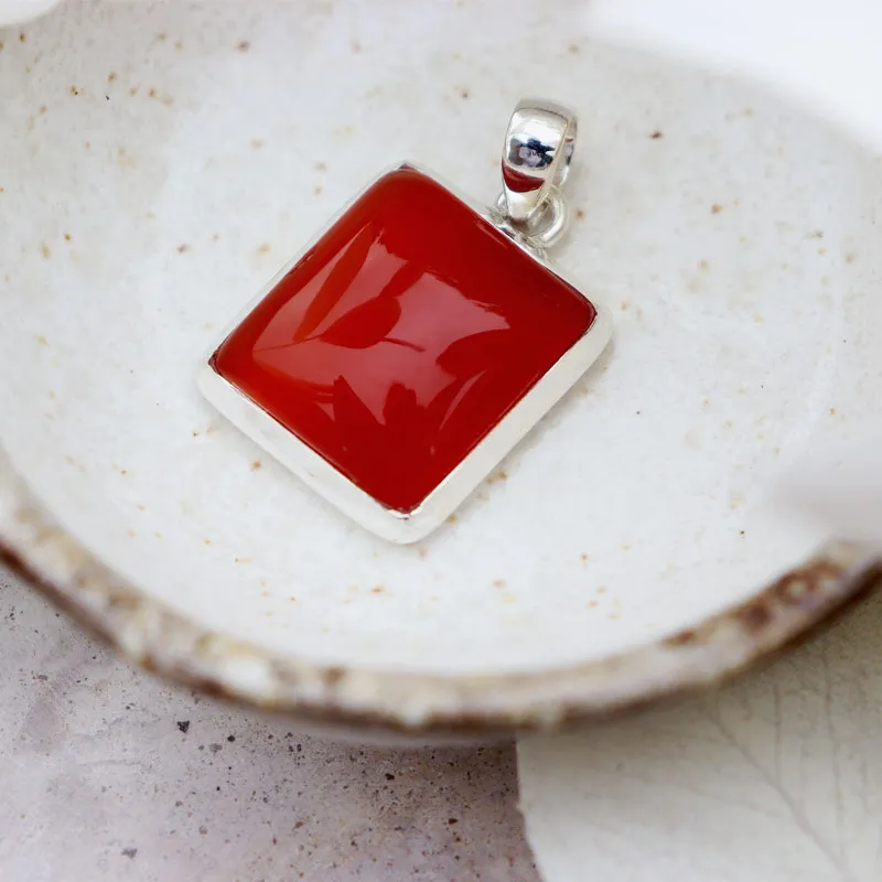 Bry Orange Carnelian Square Pendant