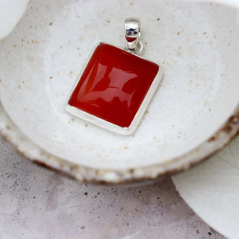 Bry Orange Carnelian Square Pendant