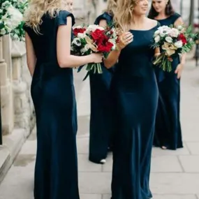 Cap Sleeve Mermaid Dark Teal Cheap Bridesmaid Dresses Online,WGY0236