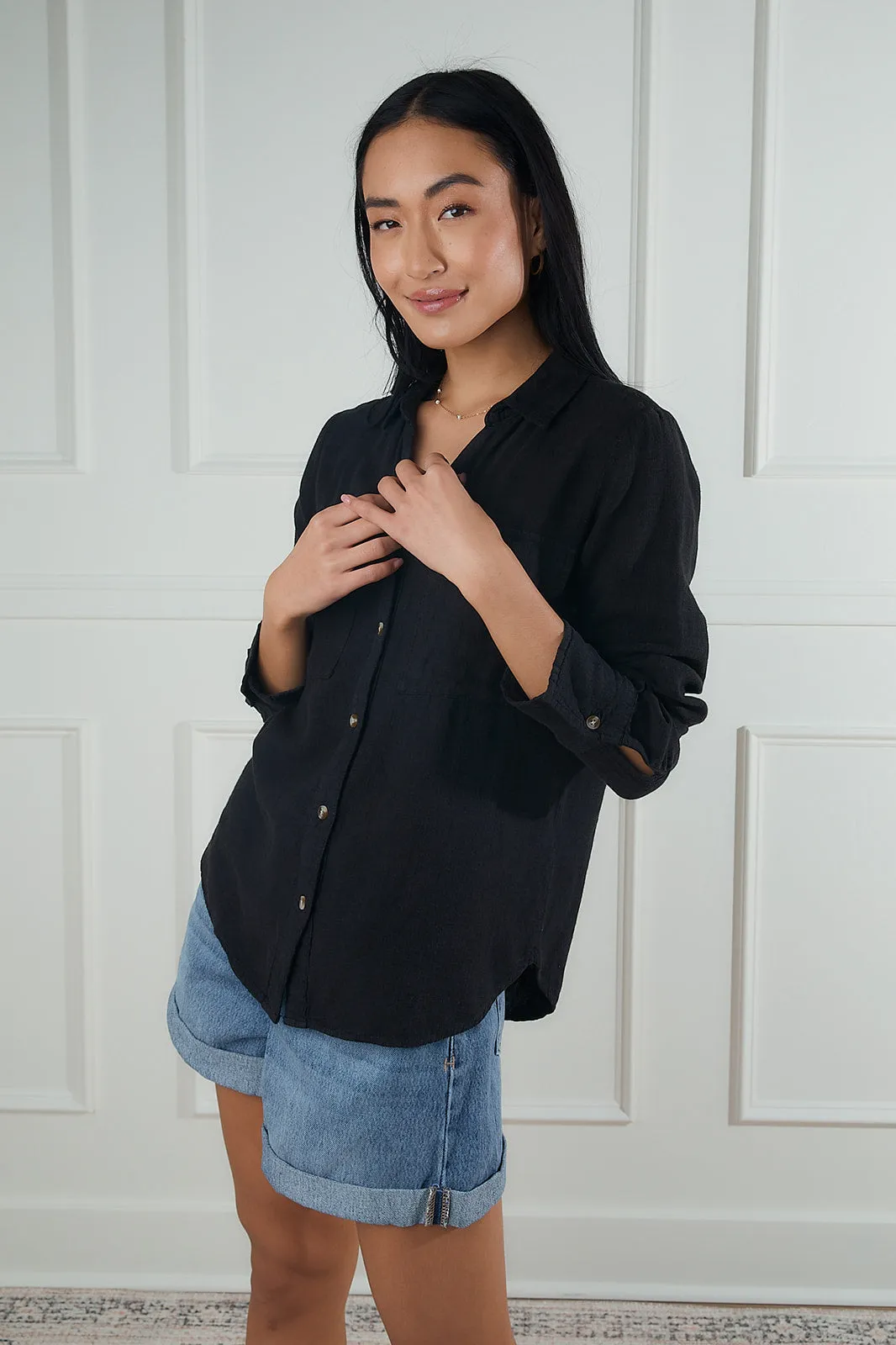 Carry On Black Button Up