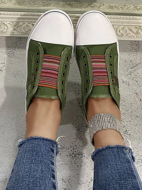 Casual Band Slip-On Canvas Sneakers