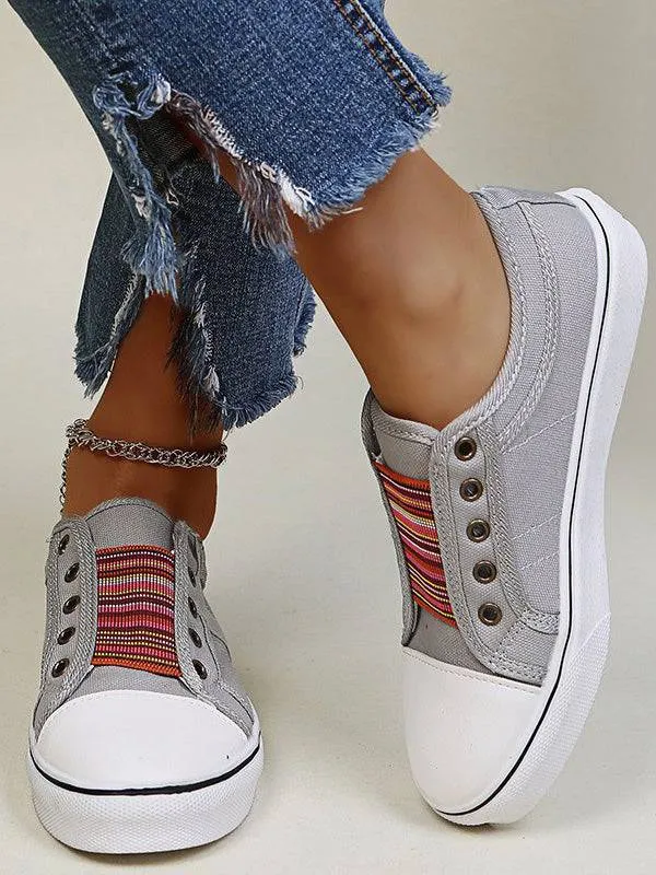 Casual Band Slip-On Canvas Sneakers