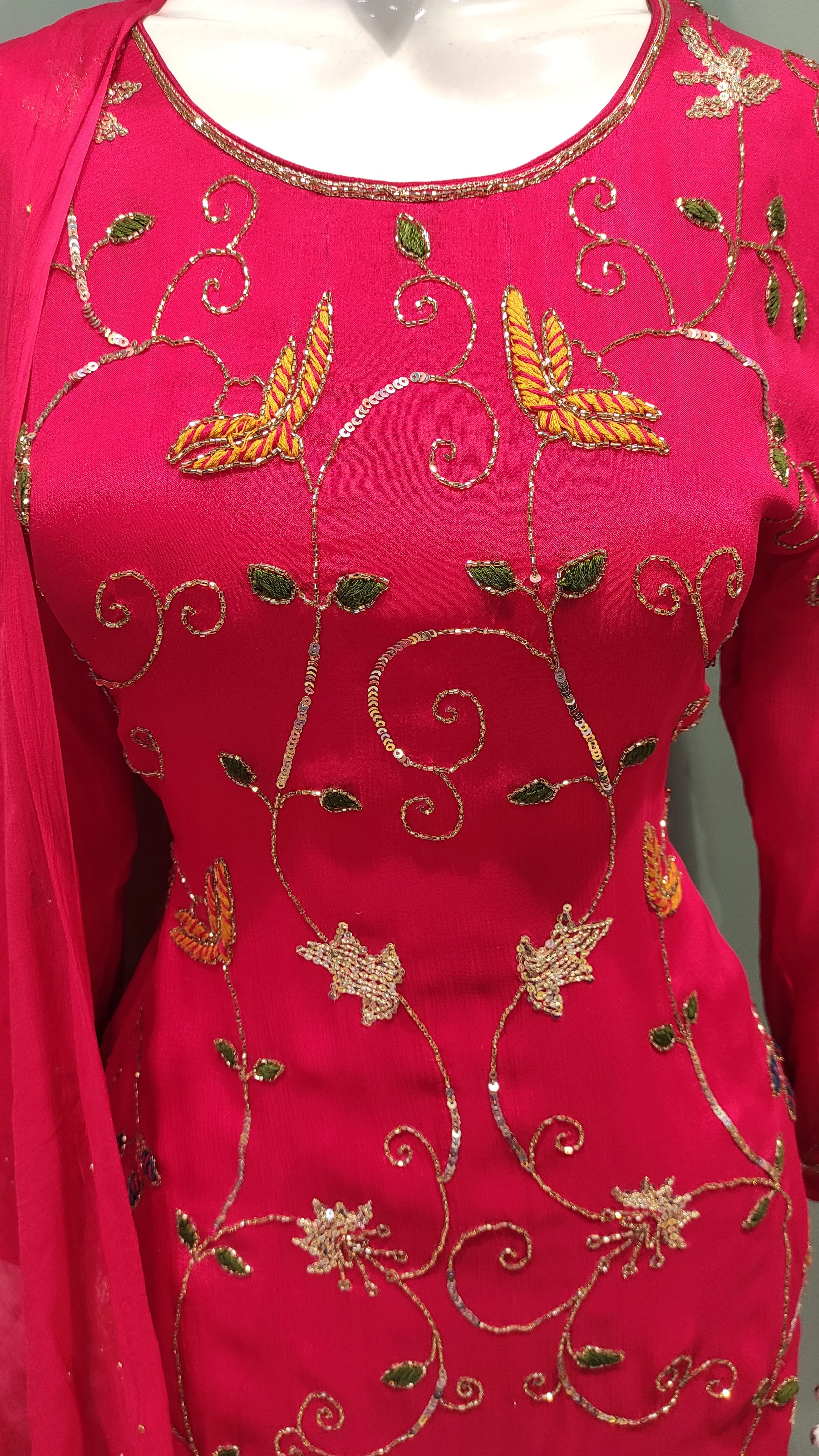 Chinon Gharara Suit with Pearl Embroidery