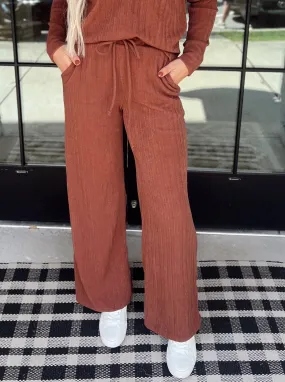 Cindy Tie Waist Wide Leg Rib Pants - Final Sale 40% off