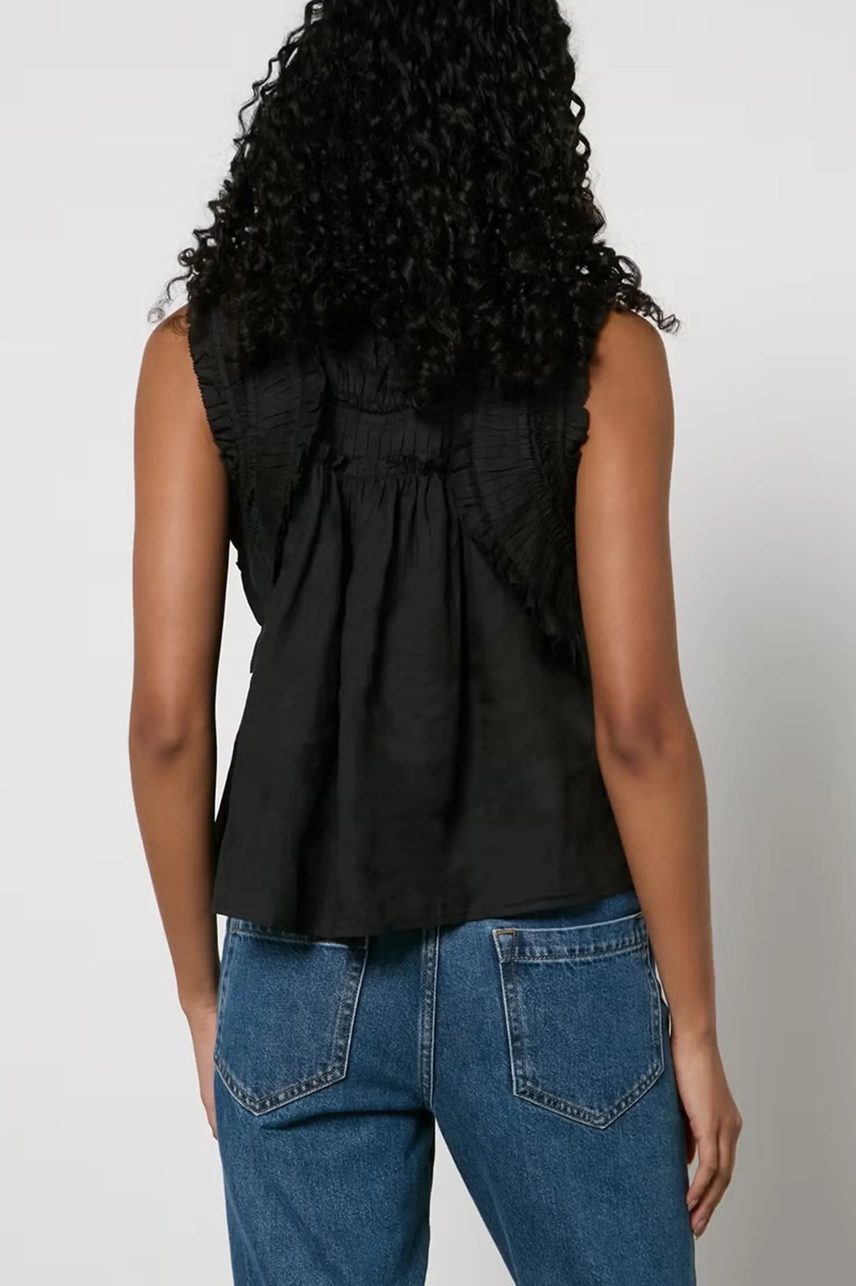 Cole Smocked Tank in Black