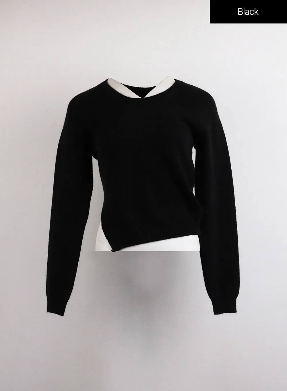 Crew Neck Slit Knit Sweater OJ418