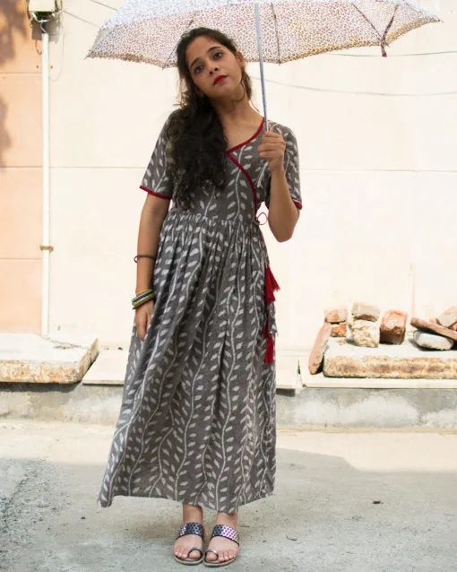 Dabu Leaf Print Dress