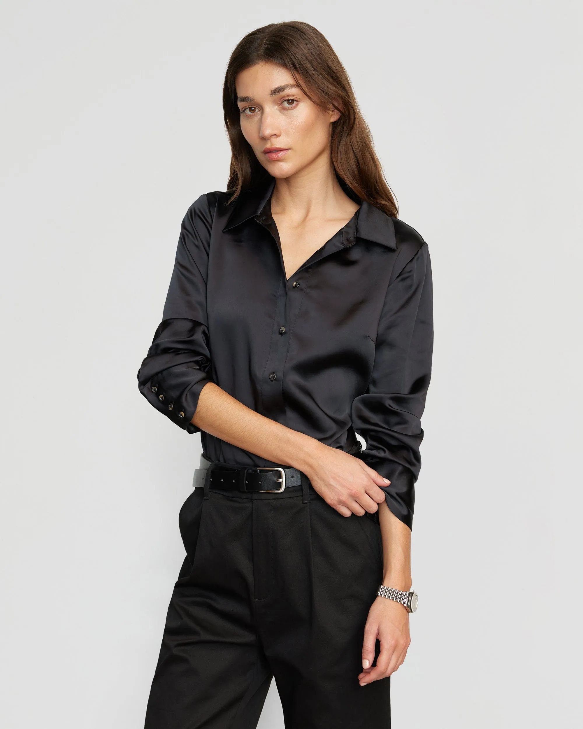 Dean Satin Tie-Waist Shirt