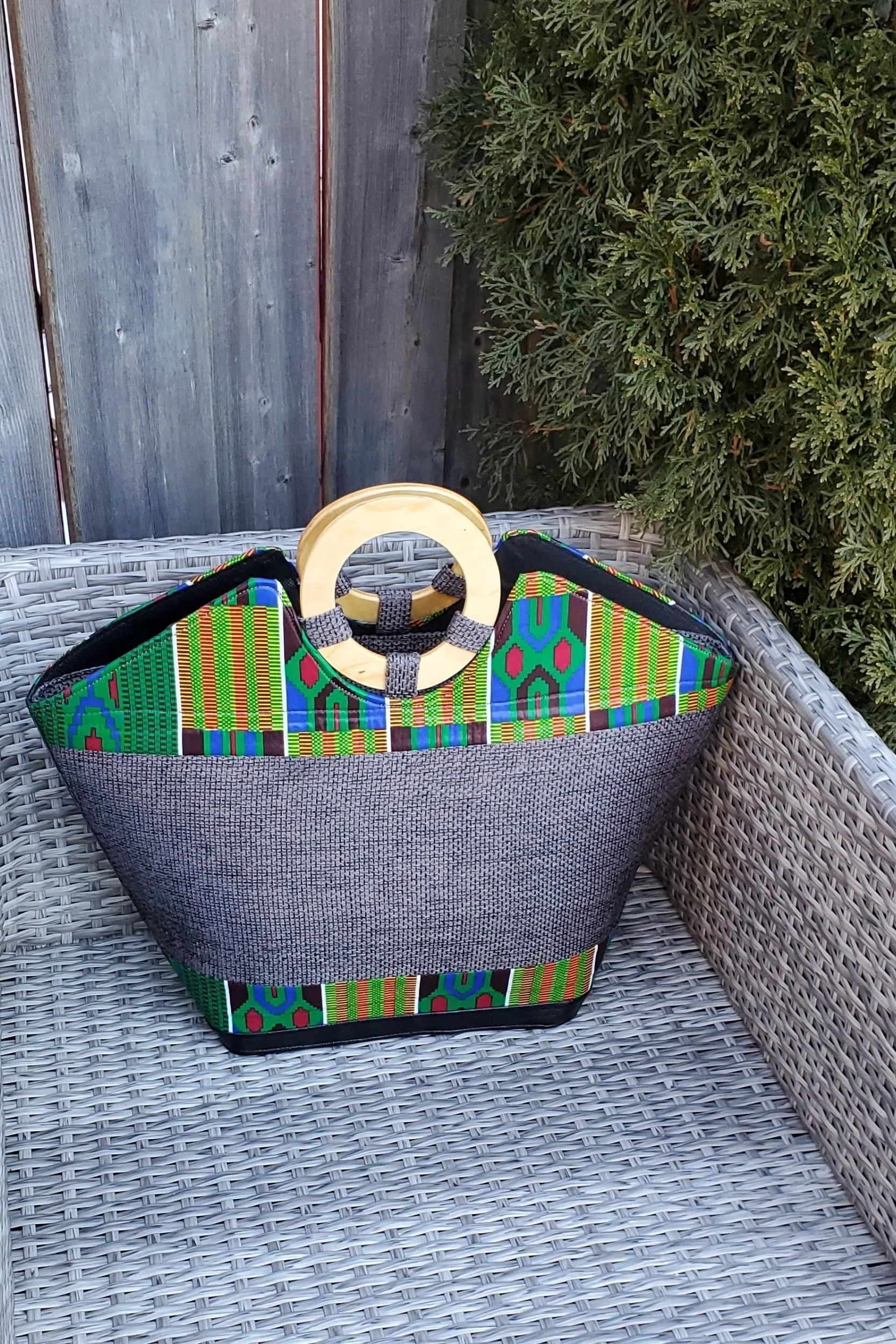 DELPHINA African Print Tote Bag