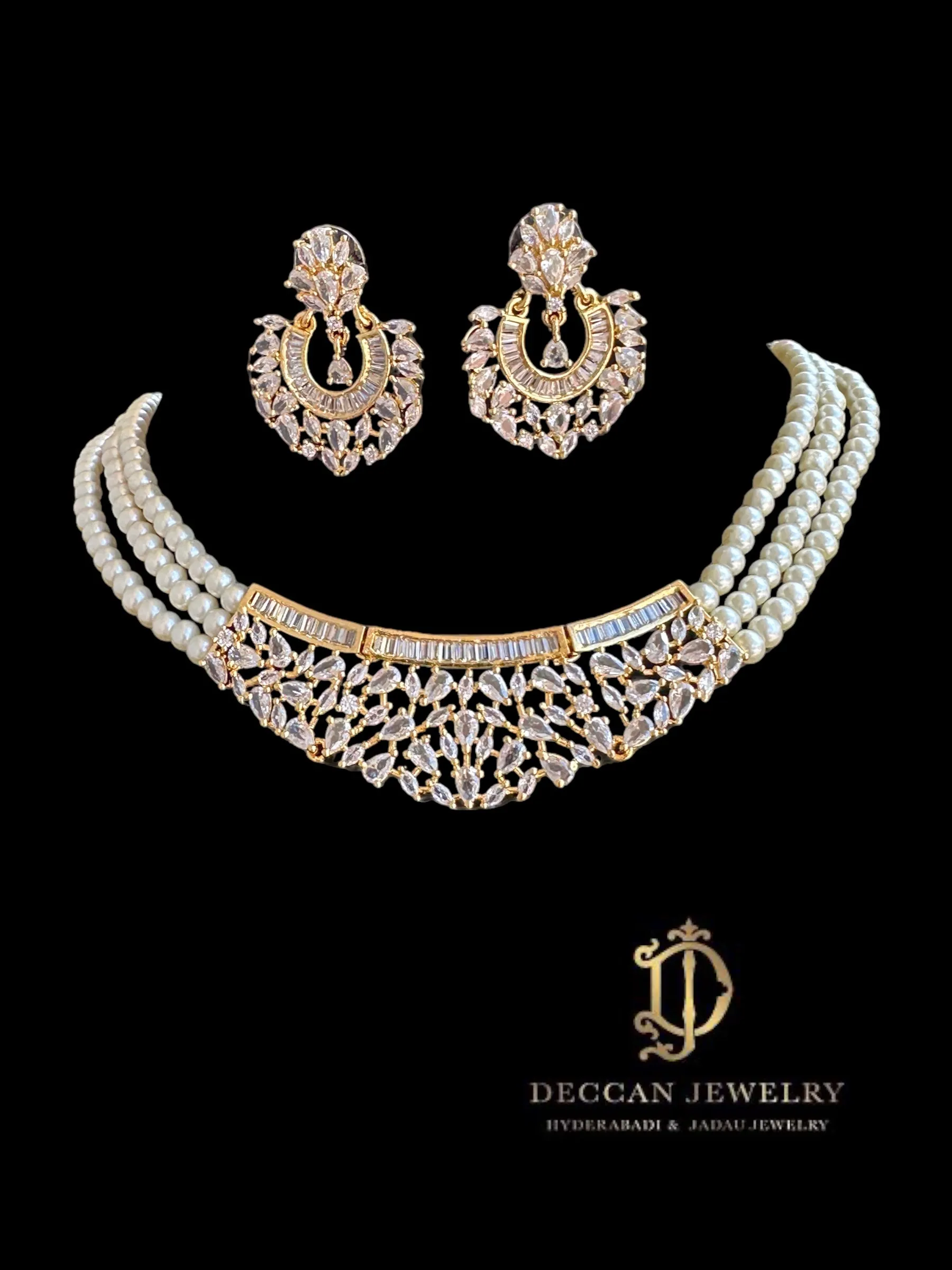 DNS9  cz necklace set in gold plating ( READY TO SHIP )