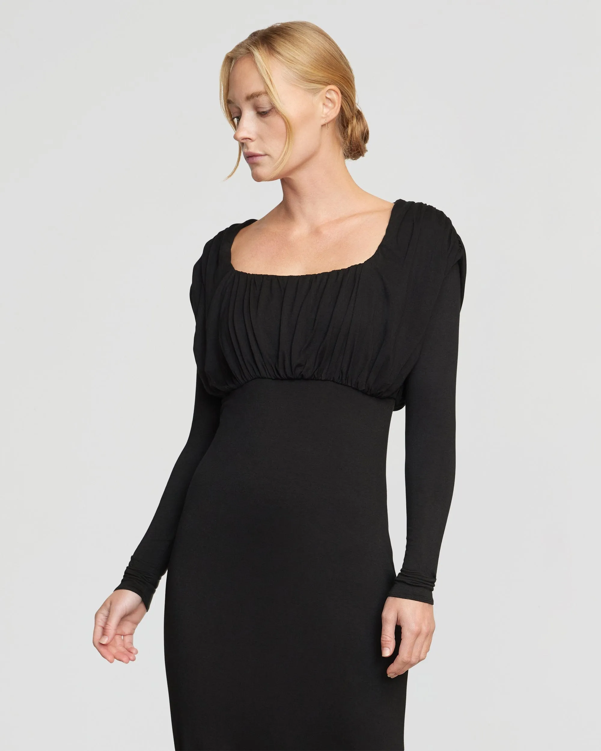 Espe Ruched Long-Sleeve Maxi Dress