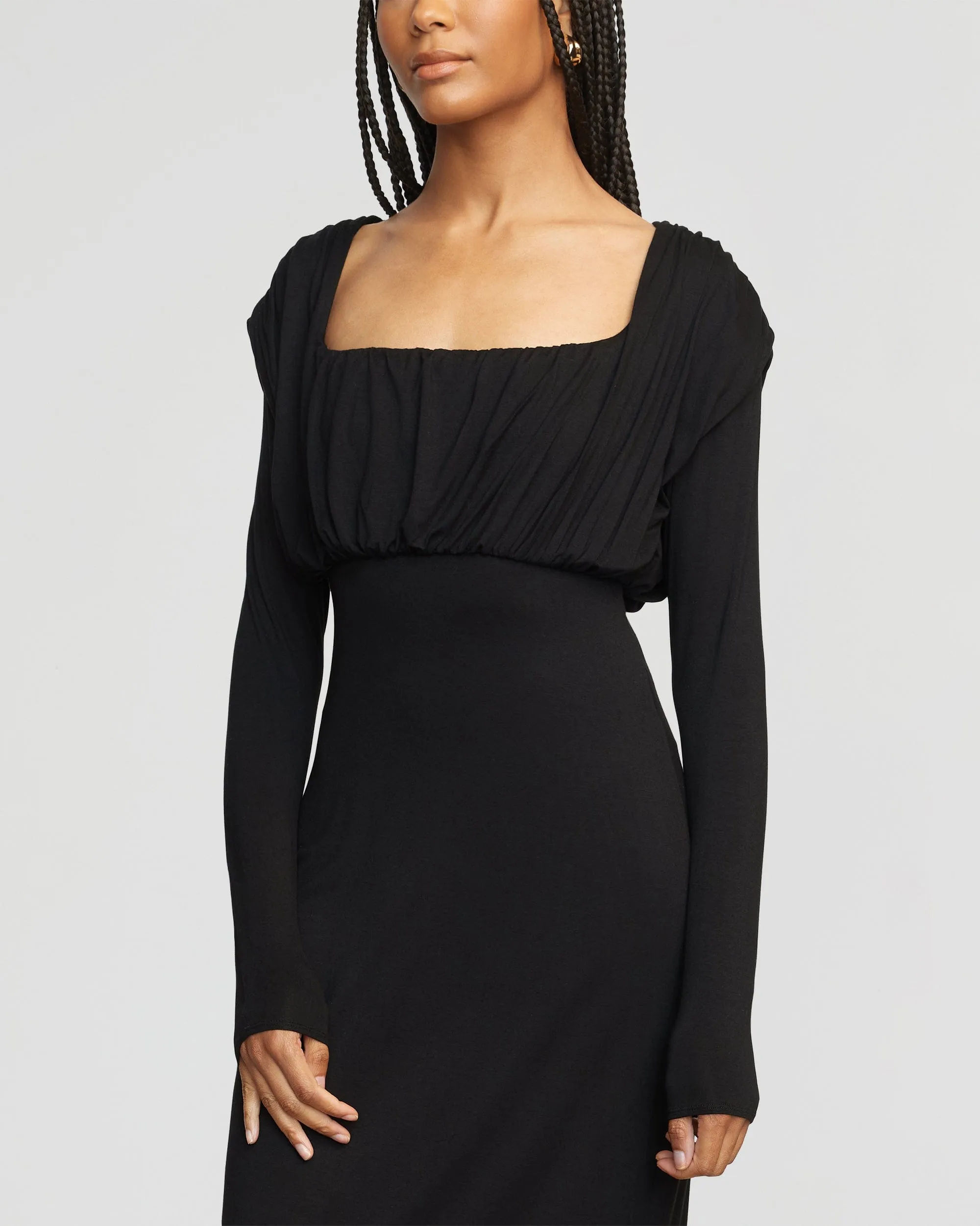 Espe Ruched Long-Sleeve Maxi Dress