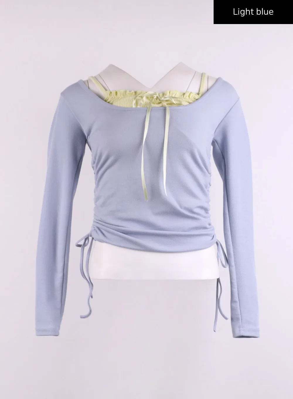 Fake Two-Piece Ruffled Neck Long Sleeve IJ430