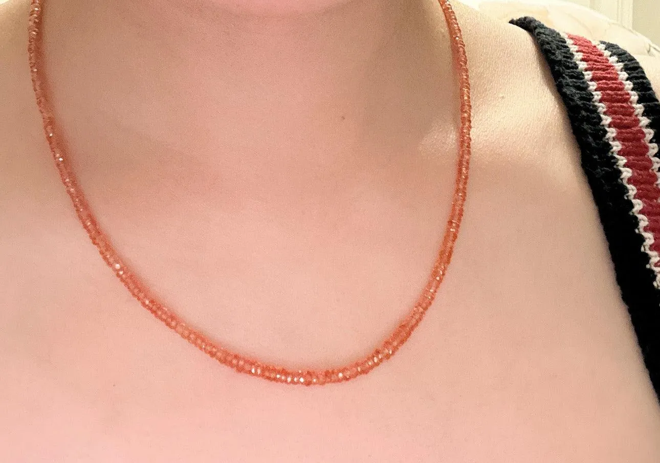 [Fine Jewelry] Padparadscha Sapphire Necklace 43 5cm w/ 18k Gold