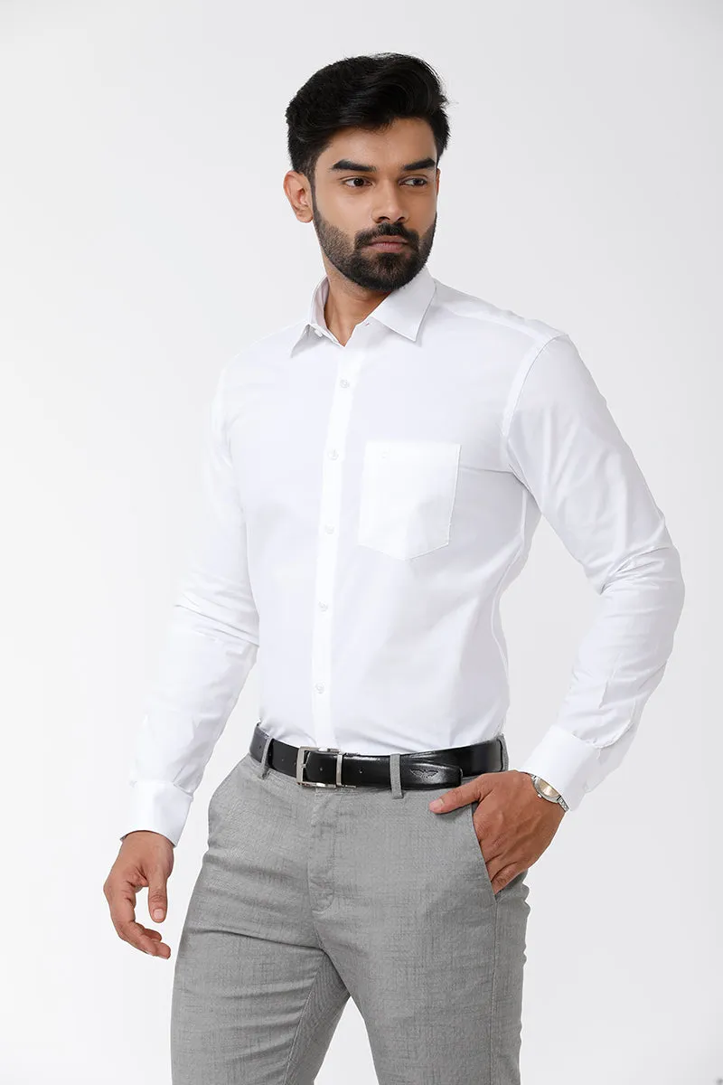 Good Luck - 100% Cotton Formal White Shirt For Men | Uathayam