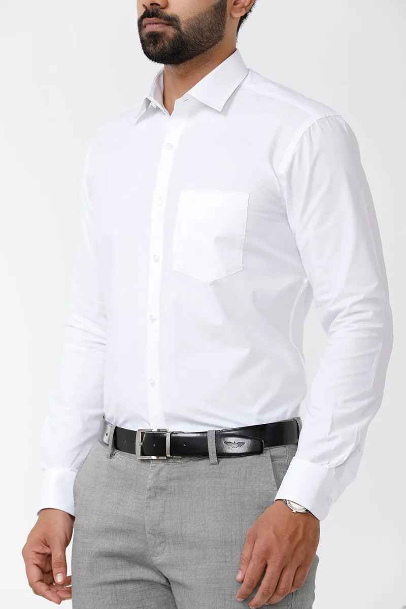 Good Luck - 100% Cotton Formal White Shirt For Men | Uathayam