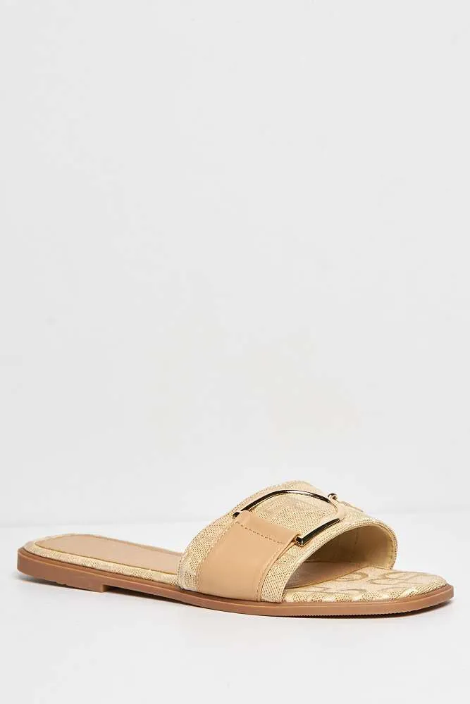 Harpey D-Link Flat Sliders in Beige