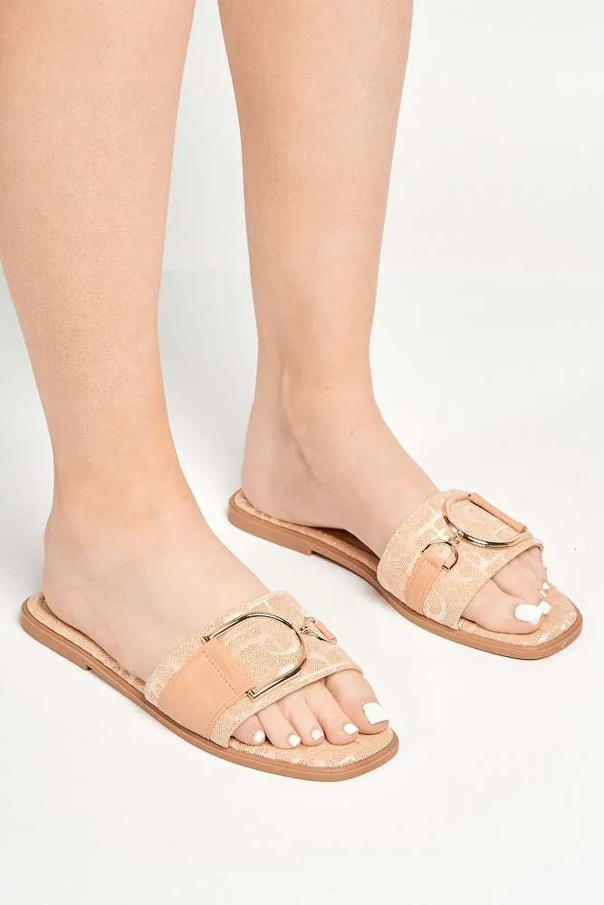 Harpey D-Link Flat Sliders in Beige