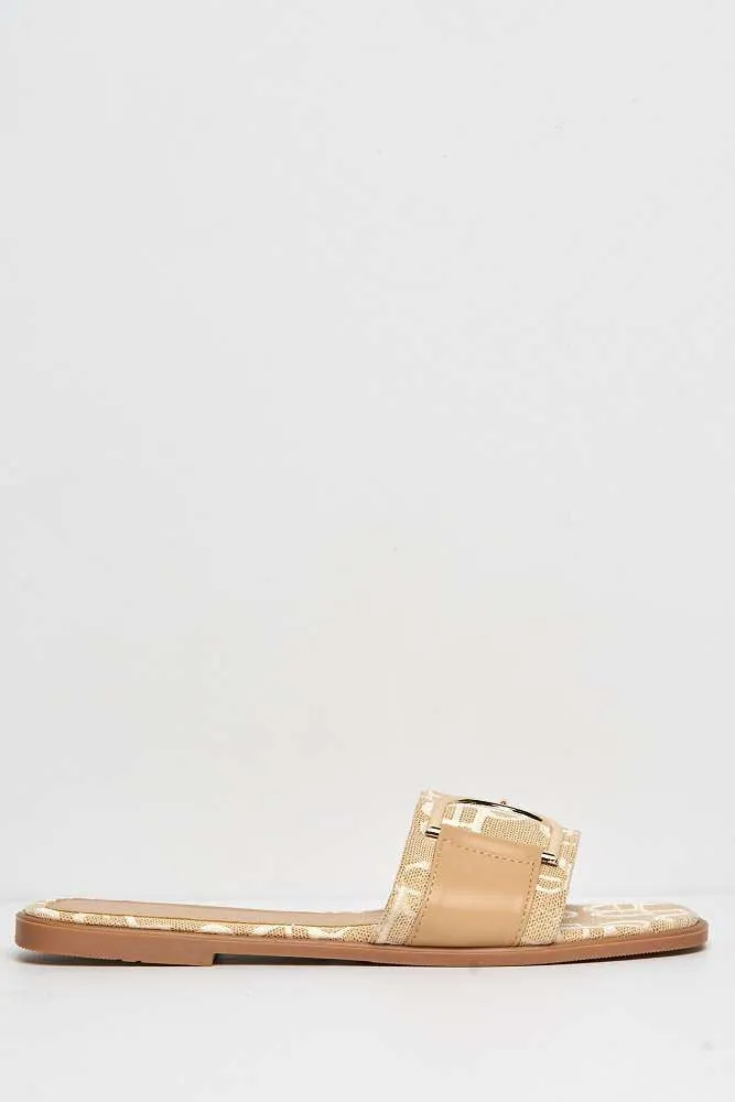 Harpey D-Link Flat Sliders in Beige