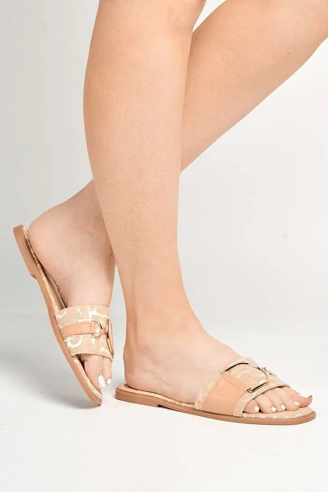 Harpey D-Link Flat Sliders in Beige