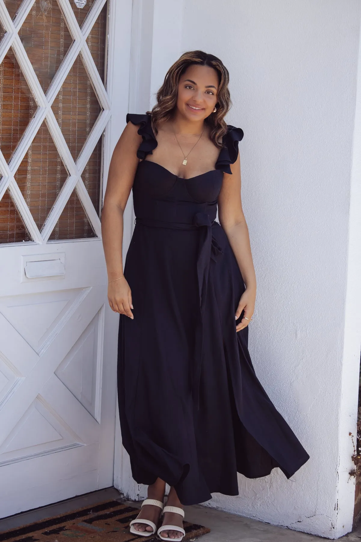 Heaven Sent Corset Flutter Maxi Dress