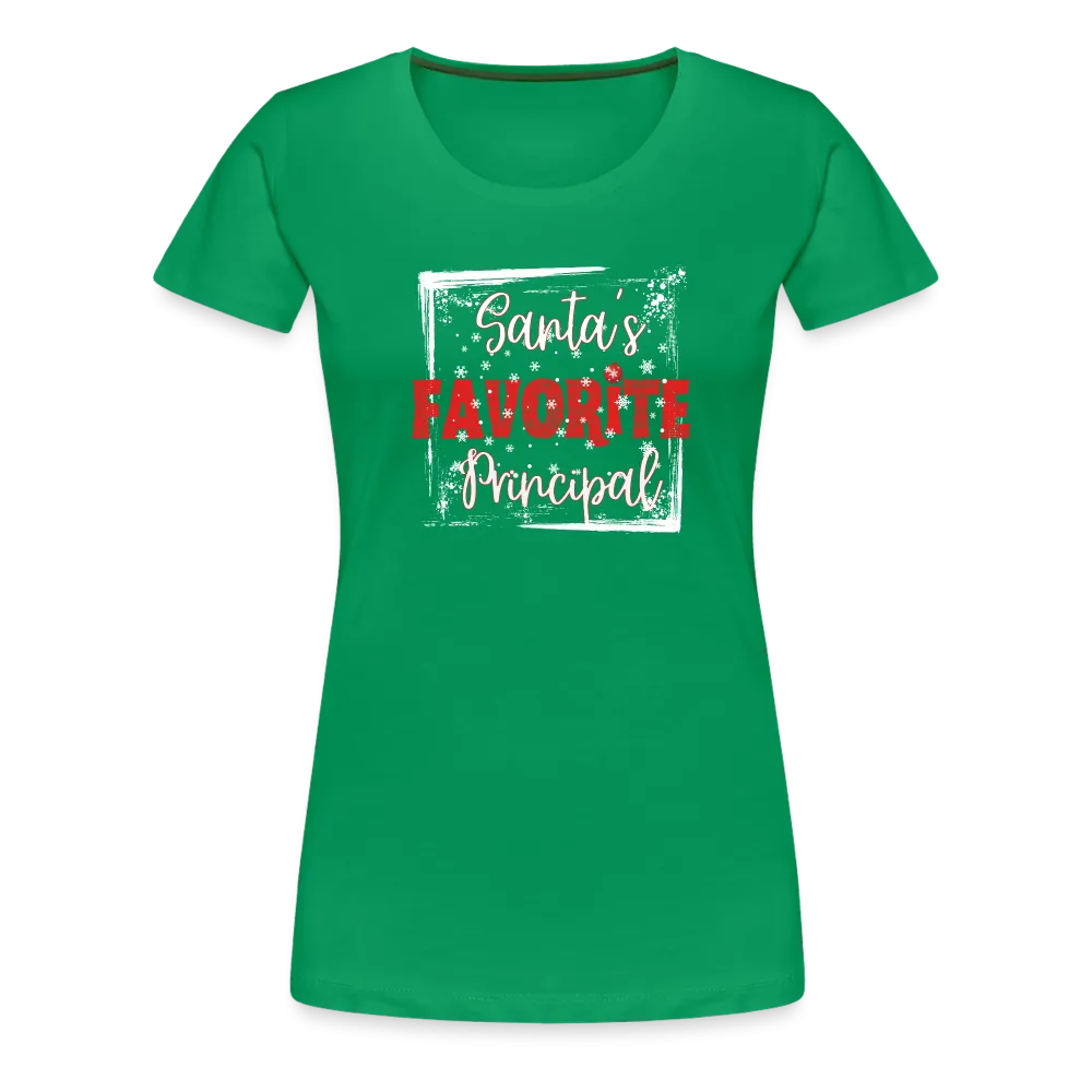 Holiday Leadership Glow: Women's 'Santa's Favorite Principal' Premium Tee