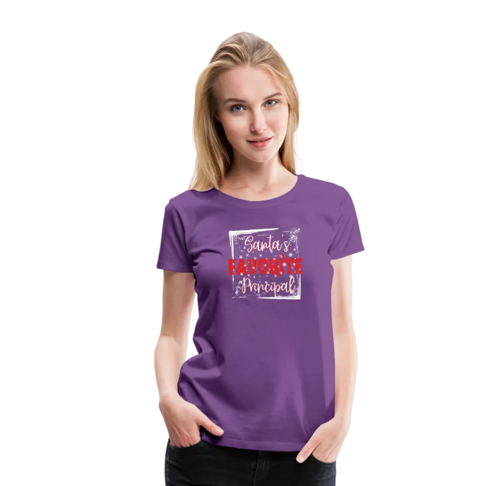 Holiday Leadership Glow: Women's 'Santa's Favorite Principal' Premium Tee