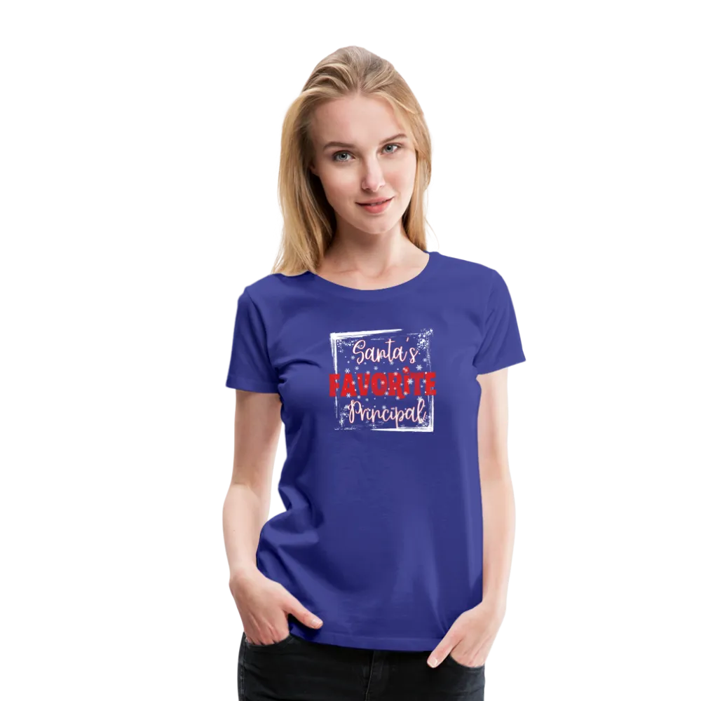 Holiday Leadership Glow: Women's 'Santa's Favorite Principal' Premium Tee