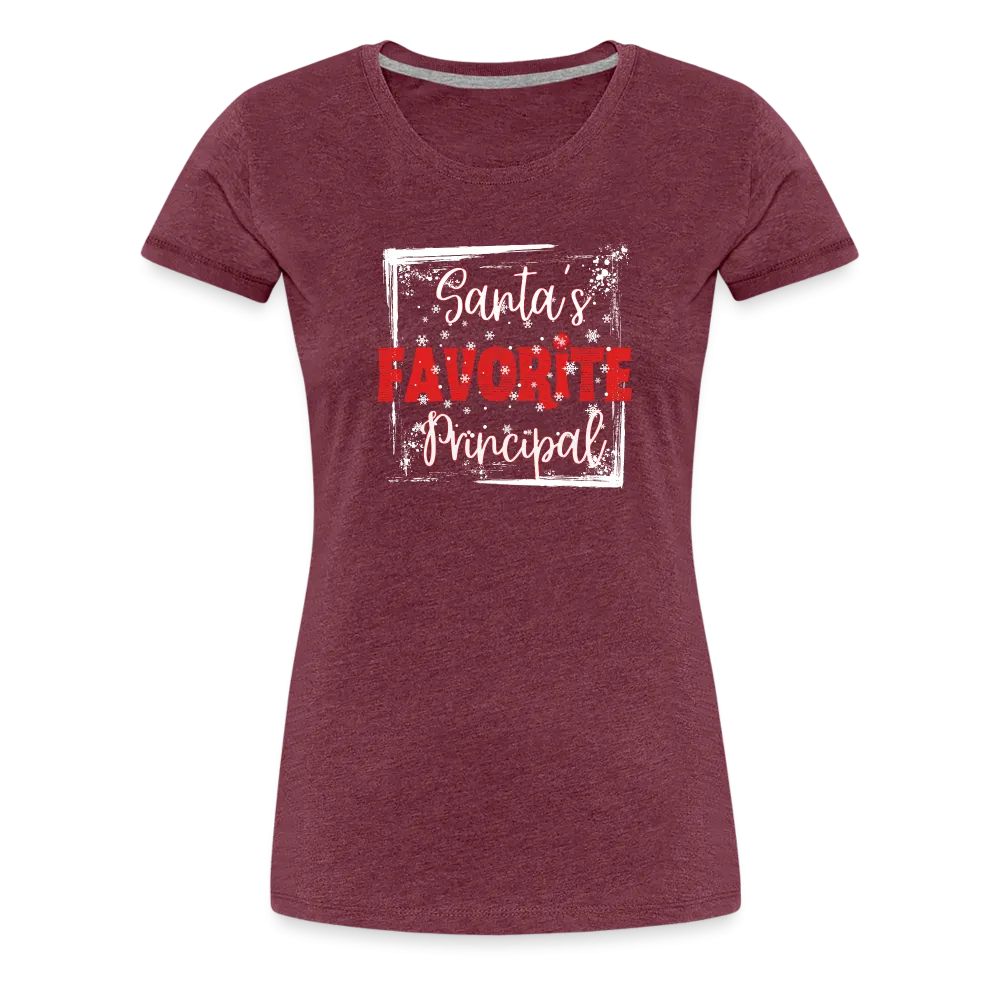 Holiday Leadership Glow: Women's 'Santa's Favorite Principal' Premium Tee