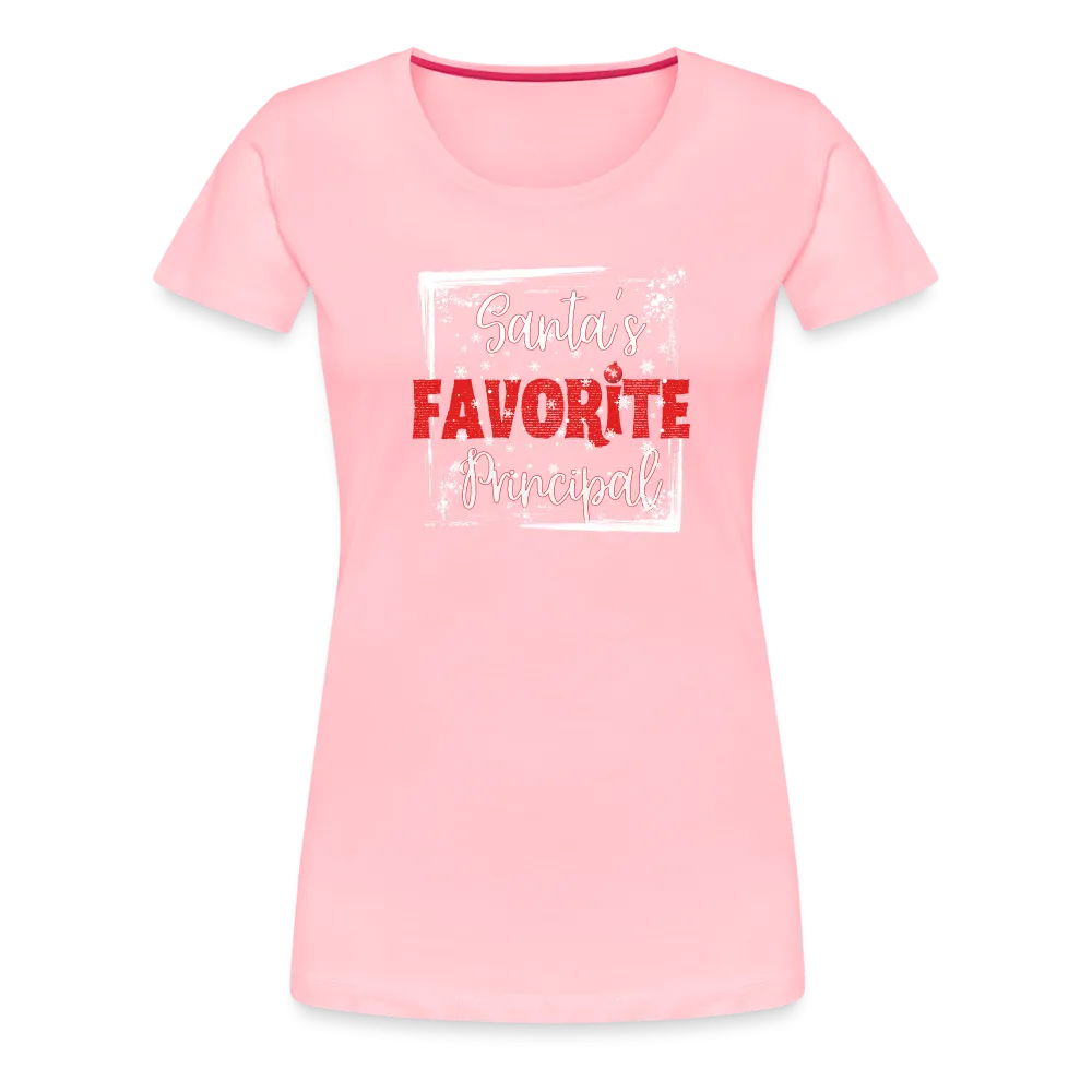 Holiday Leadership Glow: Women's 'Santa's Favorite Principal' Premium Tee