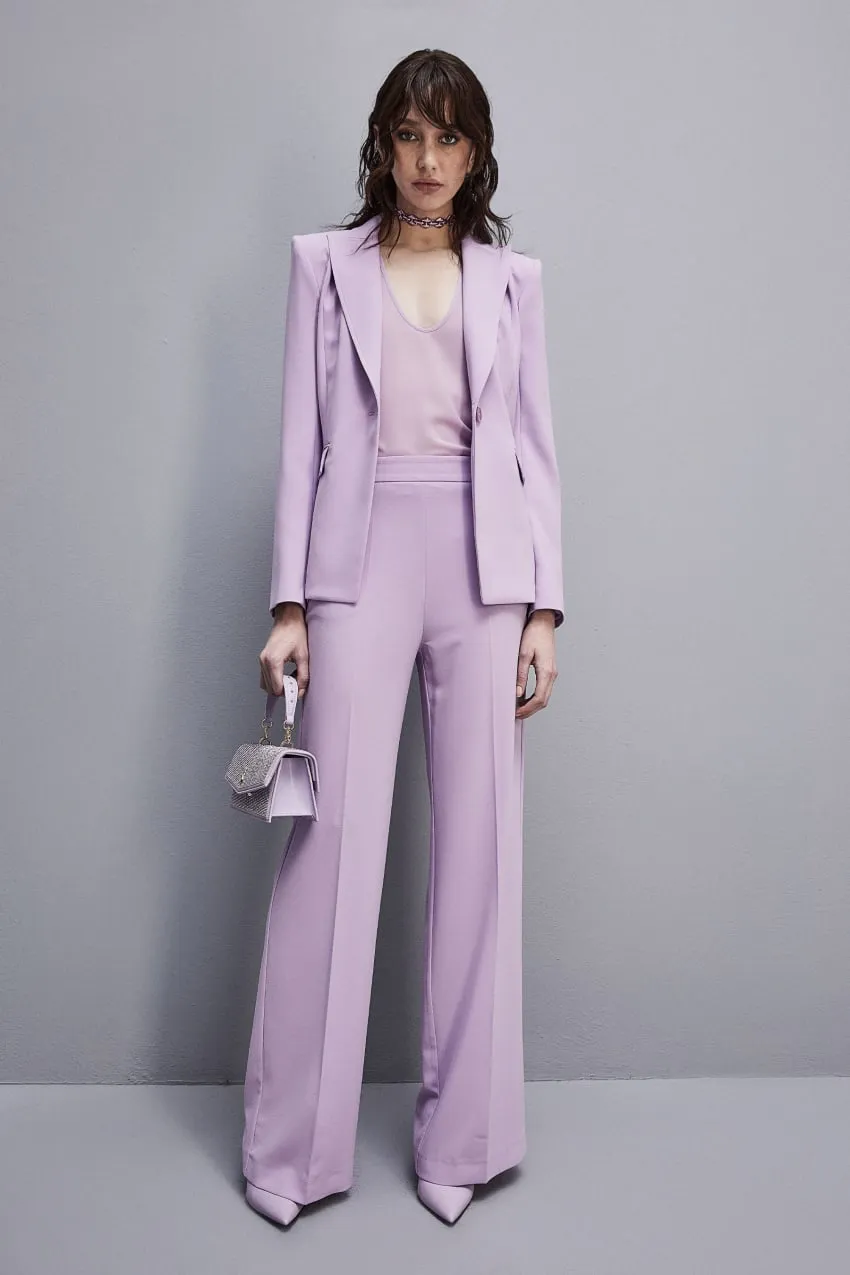 Iris Lilac Sablè crepe palazzo pants